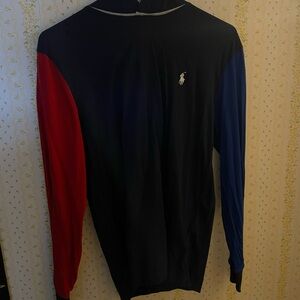 Polo by Ralph Lauren Men's Black Long Sleeve Shirt with Red and Blue Accents